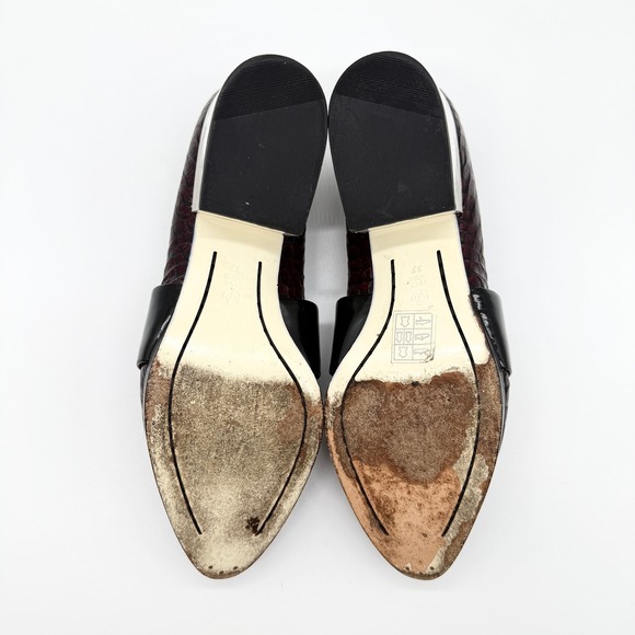 PHILLIP LIM Quinn Heeled Loafer Womens 7 Burgundy Black Croc Embossed Block Luxe - Picture 10 of 12